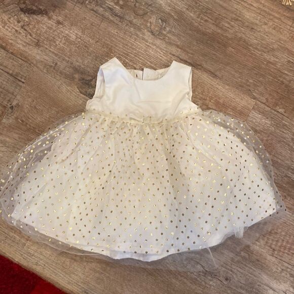 Carter's Party Dress Off White Gold Accent Tule Satin Spring Easter Holiday - Picture 1 of 16